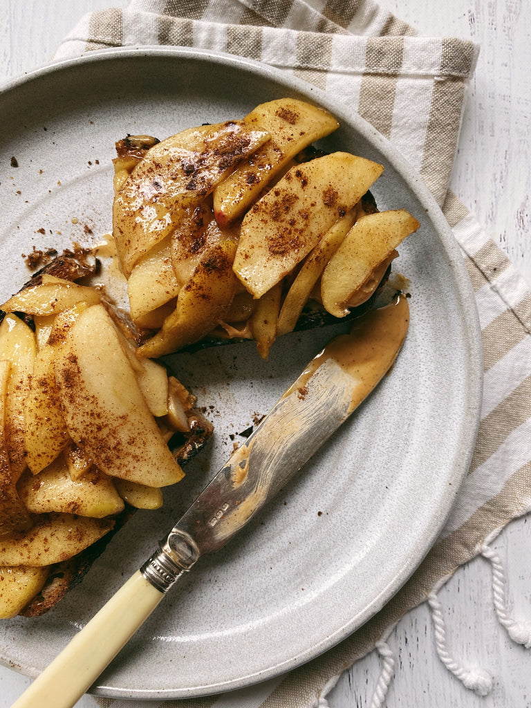 Caramelized apples and peanut butter toast