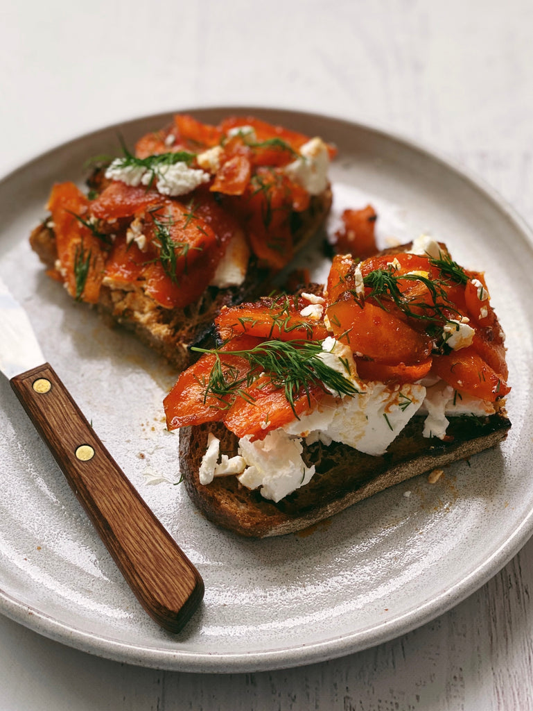 Roasted Harissa Carrots & Feta Toast